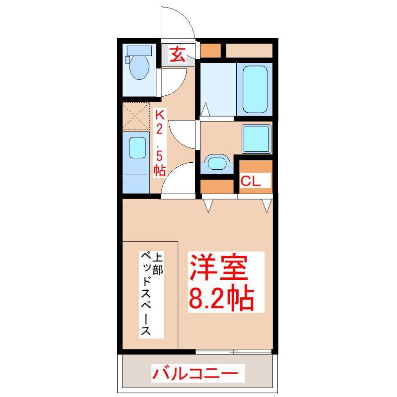 SPIRIT(1K/2階)の間取り写真