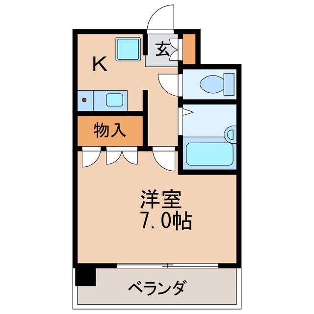 ビハ-ラ白壁(1K/2階)の間取り写真