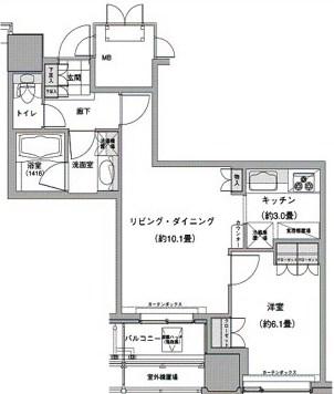 ウエストパークタワー池袋(1LDK/5階)の間取り写真