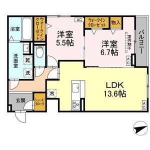 ルヴィータ広瀬(2LDK/3階)の間取り写真