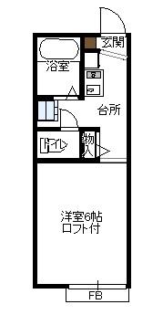 サンシャインB棟(1K/1階)の間取り写真