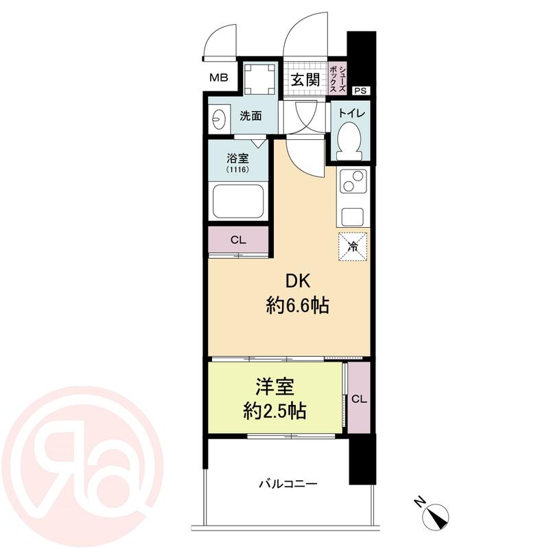 セレニテ阿波座ミラク(1DK/13階)の間取り写真