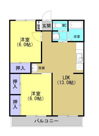 クオリティ清風(2LDK/3階)の間取り写真