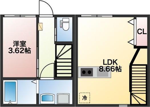 イニシアティブ原ノ町(1LDK/1階)の間取り写真