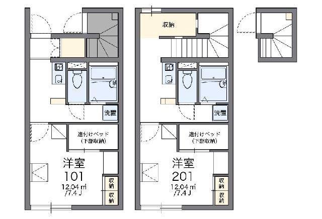 レオパレスROSEINN(1K/1階)の間取り写真