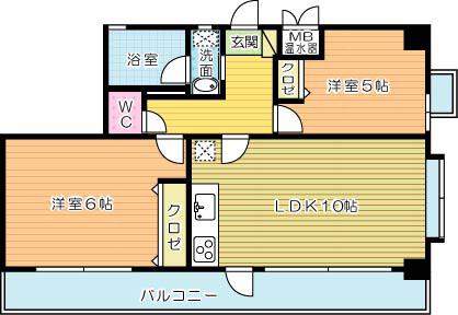 ラフィーネ 小倉(2LDK/4階)の間取り写真