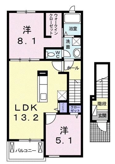 グラント(2LDK/2階)の間取り写真