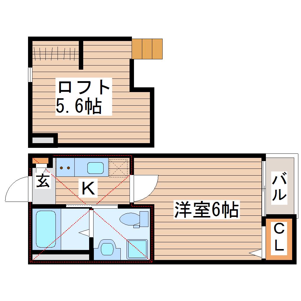 ブエナビスタ長町(1K/2階)の間取り写真