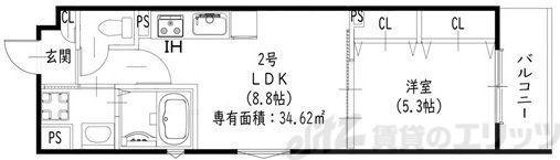 ピレーネ一津屋(1LDK/3階)の間取り写真