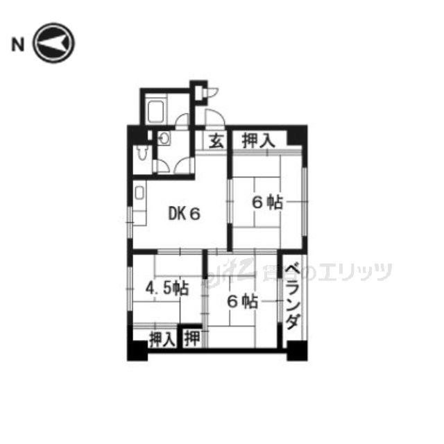 東別府コーポ(3DK/4階)の間取り写真