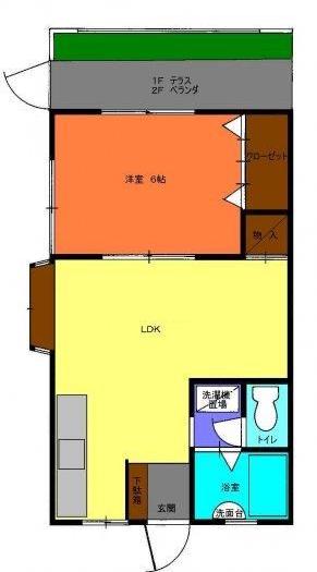 平田ハイツ(1LDK/2階)の間取り写真