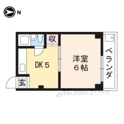 マンション巻野(1K/2階)の間取り写真