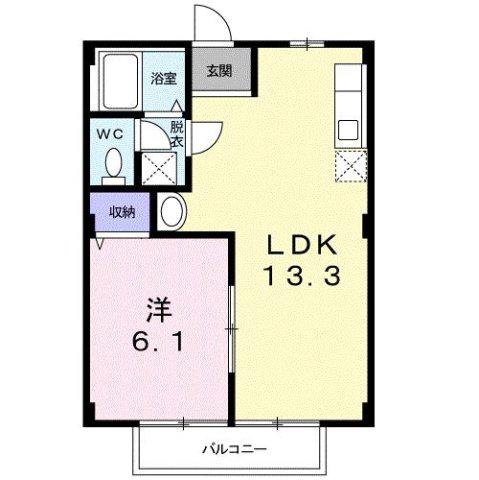 ニューシティー荒川沖(1LDK/1階)の間取り写真