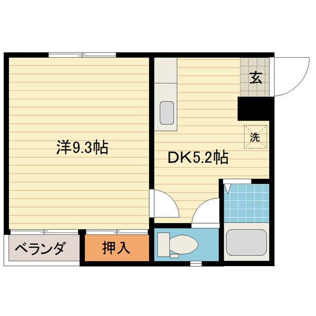 トレイン(1DK/2階)の間取り写真