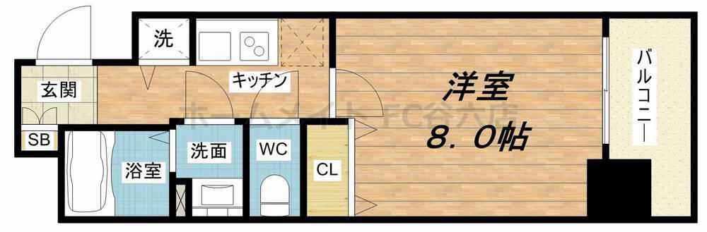 ジアコスモ谷町四丁目(1K/6階)の間取り写真