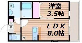 リベルテ南仙台(1LDK/2階)の間取り写真