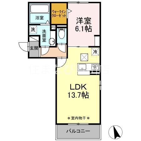 ヴィラシオン瀬川(1LDK/1階)の間取り写真