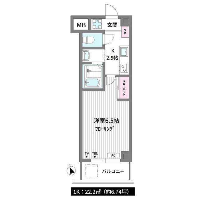 KCプレイス(1K/3階)の間取り写真