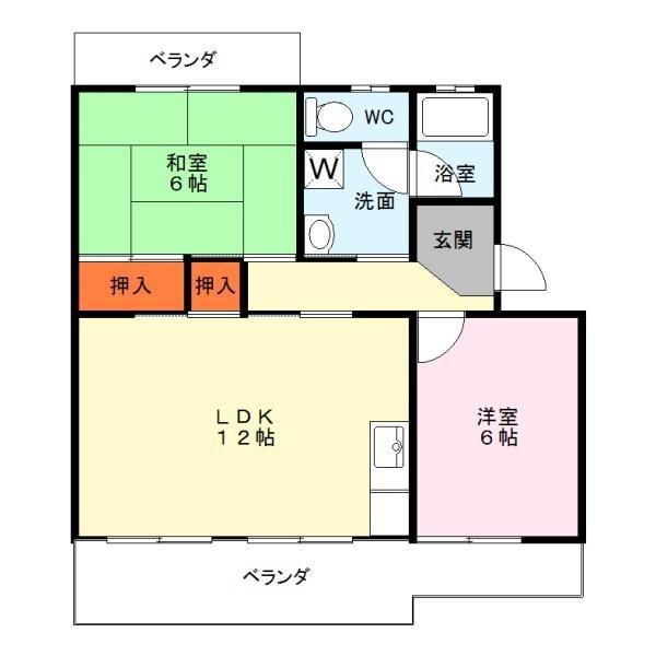 栗東ハイツ(2LDK/3階)の間取り写真