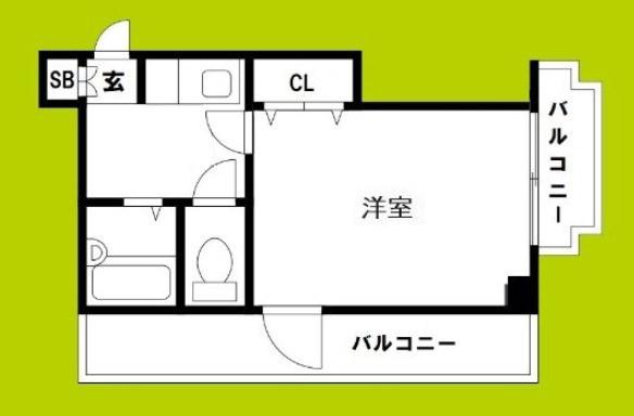 ルミナス難波(1K/6階)の間取り写真
