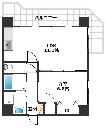 大神第6ビル(1LDK/2階)の間取り写真
