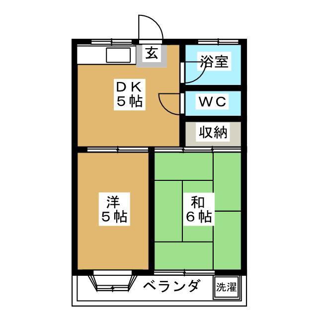 パークハイム(2DK/2階)の間取り写真