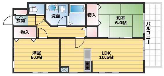 メゾン・ド・フルールII 旭化成ヘーベルメゾンHEBEL HAUS(2LDK/2階)の間取り写真