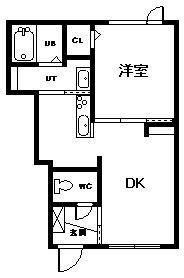 HAPPINESSIII(1DK/1階)の間取り写真
