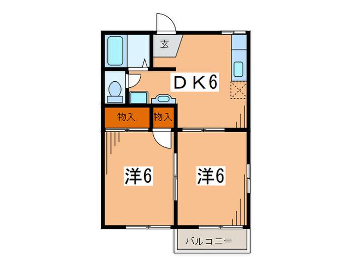 銀杏ハイツ(2DK/2階)の間取り写真