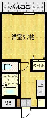 グリーンオーク(1K/2階)の間取り写真