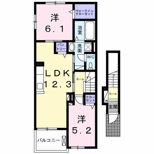ヴィア ラッテア(2LDK/2階)の間取り写真