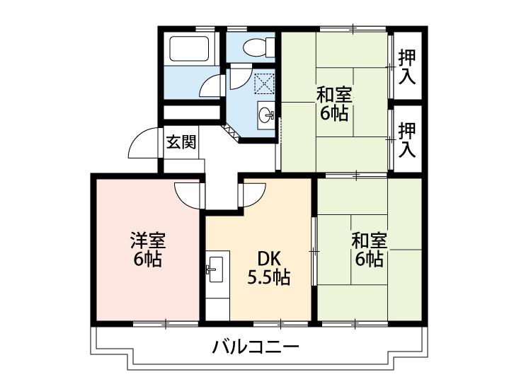 棚尾マンション(3DK/3階)の間取り写真