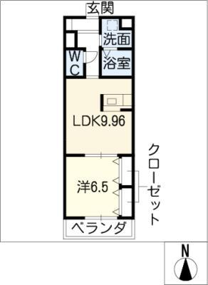 GRACIA(1LDK/2階)の間取り写真