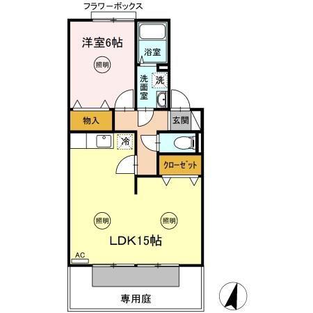 エスポワールメゾン B棟(1LDK/1階)の間取り写真