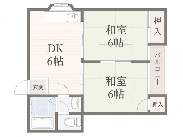 サクセスコート塚本(2DK/4階)の間取り写真