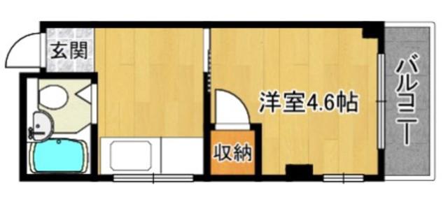 第二幸和マンション(1K/3階)の間取り写真