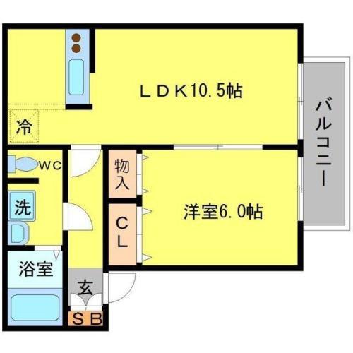 ウエストアップネオメゾン(1LDK/2階)の間取り写真