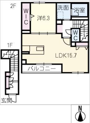 リラフォート中央(1LDK/2階)の間取り写真