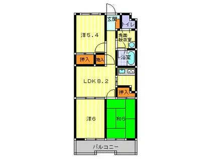 ベ・ハーゲンハイム城東(3LDK/3階)の間取り写真