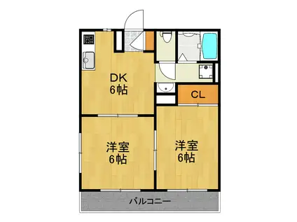 ヘーベルトリヤマ(2DK/2階)の間取り写真