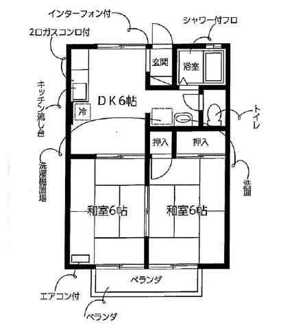 ユトリロ片山(2DK/2階)の間取り写真