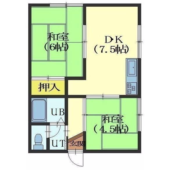 コーポマツNO.3(2DK/2階)の間取り写真