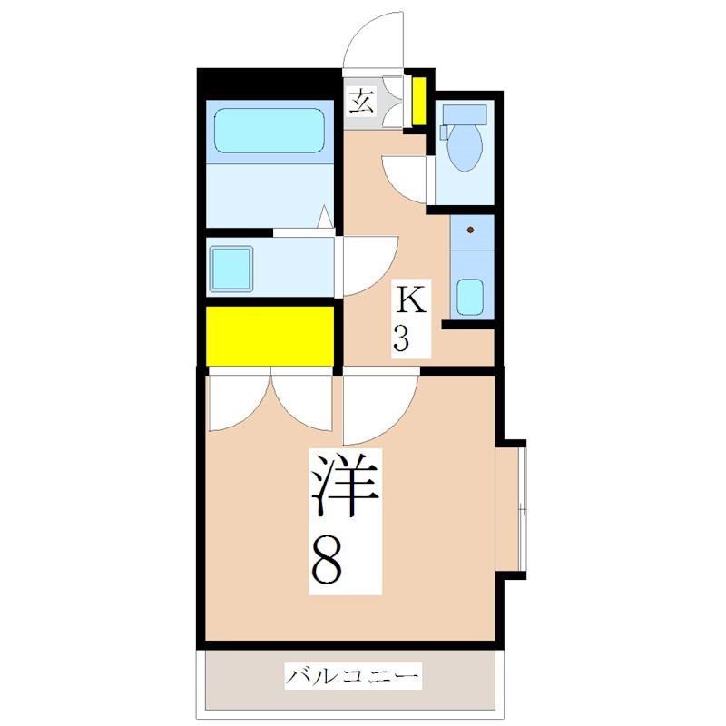 パーソネージュ冷水B棟(1K/2階)の間取り写真