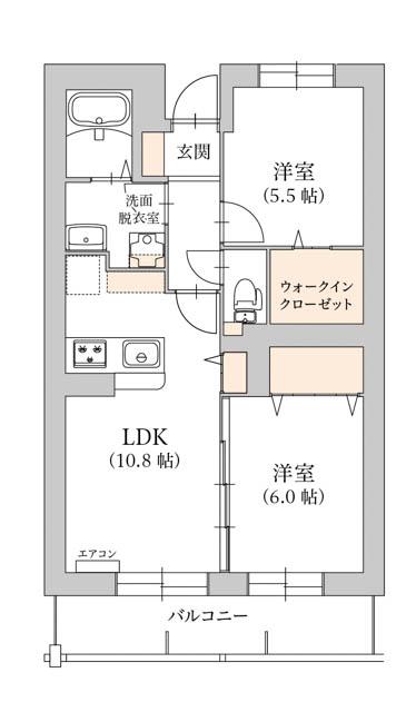 プラシード(2LDK/4階)の間取り写真