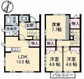 アスティオン F棟(3LDK/1階)の間取り写真