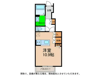 ブライト羽ノ浦A(ワンルーム/1階)の間取り写真