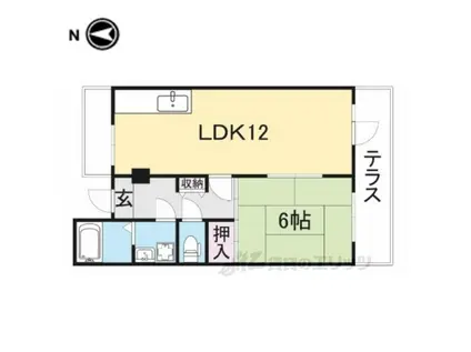 藤ノ木ハイツ第2棟(1LDK/1階)の間取り写真