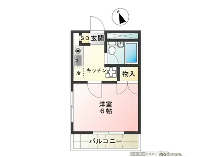 サンライフ田中橋(1K/3階)の間取り写真