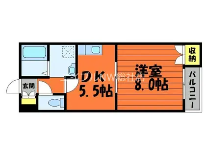 フォーバスII(1DK/2階)の間取り写真