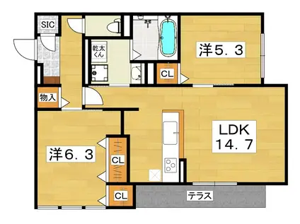 フィエルテ(2LDK/1階)の間取り写真